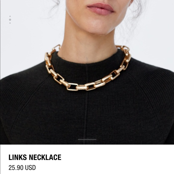 Choker Necklace Chain Link Necklace Zara 18K Gold Plated Zara